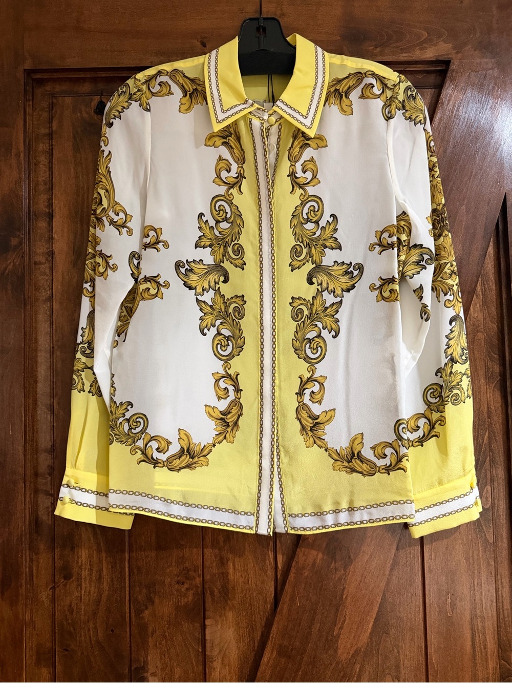 Alice + Olivia Willa Placket Top in Golden Coast - Picture 10 of 12